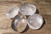 Polished Clear Rock Crystal Quartz Palm Stones x 24 From Madagascar