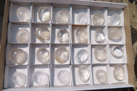 Polished Clear Rock Crystal Quartz Palm Stones x 24 From Madagascar