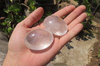 Polished Clear Rock Crystal Quartz Palm Stones x 24 From Madagascar