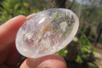 Polished Clear Rock Crystal Quartz Palm Stones x 24 From Madagascar