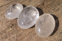 Polished Clear Rock Crystal Quartz Palm Stones x 24 From Madagascar