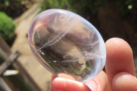 Polished Clear Rock Crystal Quartz Palm Stones x 24 From Madagascar