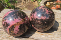 Polished Rhodonite Spheres x 3 From Madagascar