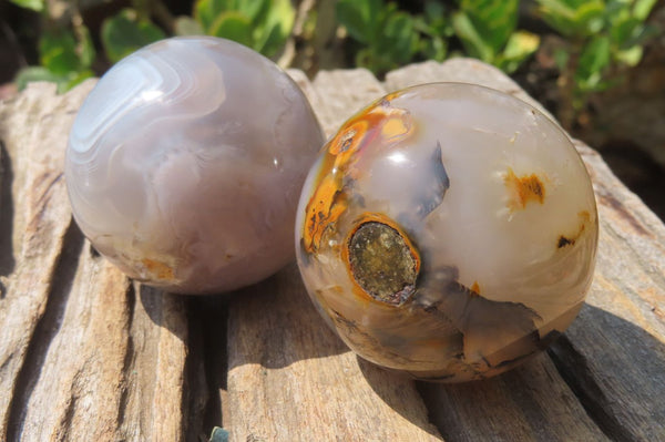 Polished Banded Agate Spheres x 6 From Madagascar