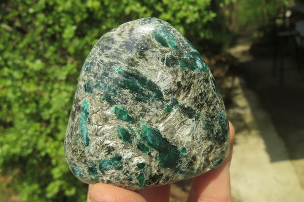 Polished Rare Emerald Mica In Matrix Standing Free Forms x 4 From Mutoko, Zimbabwe