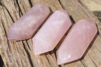 Polished Double Terminated Rose Quartz Points x 6 From Madagascar