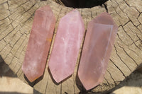 Polished Double Terminated Rose Quartz Points x 6 From Madagascar