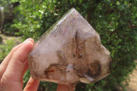 Polished Smokey Window Quartz Crystal Points x 2 From Madagascar