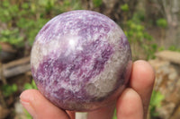 Polished Lepidolite with Pink Rubellite Spheres x 4 From Ambatondrazaka, Madagascar