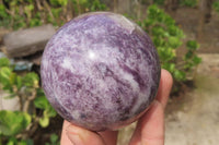 Polished Lepidolite with Pink Rubellite Spheres x 4 From Ambatondrazaka, Madagascar