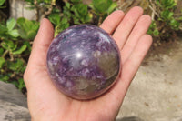 Polished Lepidolite with Pink Rubellite Spheres x 4 From Ambatondrazaka, Madagascar