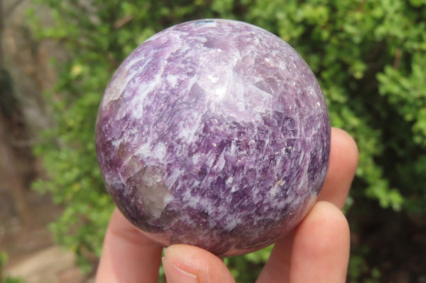 Polished Lepidolite with Pink Rubellite Spheres x 4 From Ambatondrazaka, Madagascar