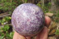 Polished Lepidolite with Pink Rubellite Spheres x 4 From Ambatondrazaka, Madagascar