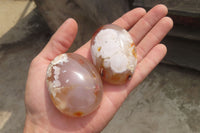 Polished Flower Agate Palm Stones x 24 From Madagascar