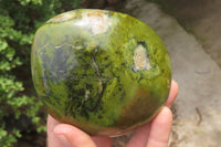 Polished Green Opal Standing Free Forms x 2 From Antsirabe, Madagascar