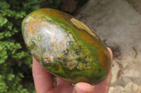 Polished Green Opal Standing Free Forms x 2 From Antsirabe, Madagascar