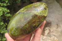 Polished Green Opal Standing Free Forms x 2 From Antsirabe, Madagascar