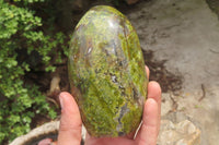 Polished Green Opal Standing Free Forms x 2 From Antsirabe, Madagascar