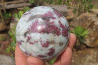 Polished Rubellite Pink Tourmaline Spheres x 3 From Madagascar