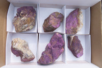 Natural Metallic Purpurite Cobbed Specimens x 6 From Erongo, Namibia