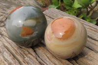 Polished Polychrome Jasper Spheres x 2 From Madagascar