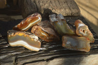 Polished On One Side River Agate Nodules x 6 From Zimbabwe