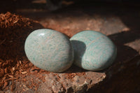 Polished Amazonite Palm Stones x 12 From Zimbabwe