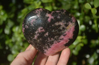 Polished Rhodonite Gemstone Hearts x 3 From Madagascar