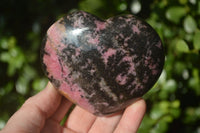 Polished Rhodonite Gemstone Hearts x 3 From Madagascar