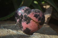 Polished Rhodonite Gemstone Hearts x 3 From Madagascar