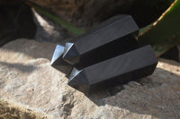 Polished Black Basalt Points x 6 From Madagascar