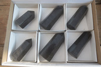 Polished Black Basalt Points x 6 From Madagascar