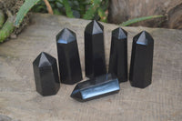 Polished Black Basalt Points x 6 From Madagascar