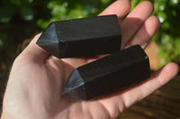 Polished Black Basalt Points x 6 From Madagascar