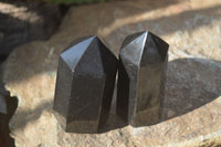 Polished Black Basalt Points x 6 From Madagascar