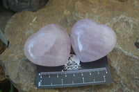 Polished Rose Quartz Gemstone Hearts x 12 From Madagascar