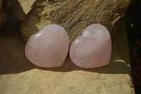 Polished Rose Quartz Gemstone Hearts x 12 From Madagascar