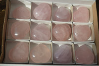 Polished Rose Quartz Gemstone Hearts x 12 From Madagascar