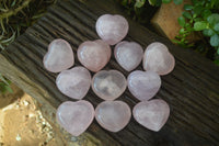 Polished Rose Quartz Gemstone Hearts x 12 From Madagascar