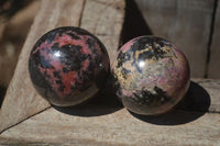 Polished Rhodonite Spheres x 3 From Madagascar