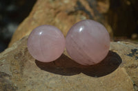 Polished Rose Quartz Spheres x 6 From Madagascar