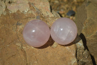 Polished Rose Quartz Spheres x 6 From Madagascar