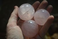 Polished Rose Quartz Spheres x 6 From Madagascar