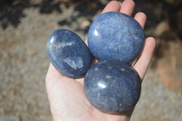 Polished Lazulite Palm Stones x 12 From Madagascar