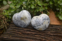 Polished Dendritic Opal Gemstone Hearts x 12 From Moralambo, Madagascar