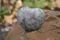 Polished Dendritic Opal Gemstone Hearts x 12 From Moralambo, Madagascar