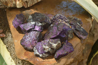 Natural Metallic Purpurite Cobbed Specimens x 12 From Erongo, Namibia