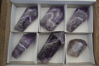 Polished Chevron Amethyst Points x 6 From Zambia