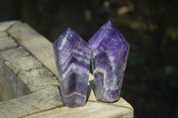 Polished Chevron Amethyst Points x 6 From Zambia