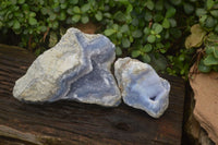 Natural Blue Lace Agate Geode Specimens x 2 From Nsanje, Malawi